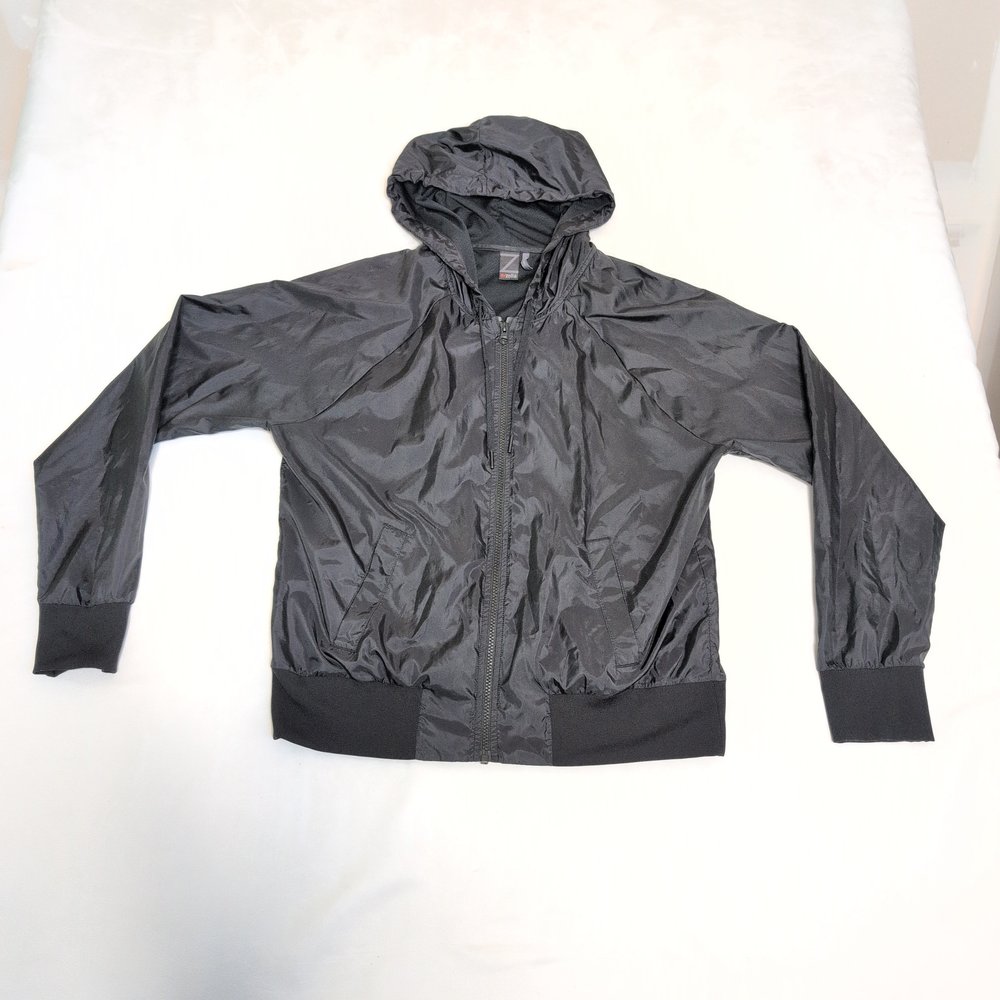Zella Women's Black Hooded Windbreaker Jacket - Size L - Picture 2 of 8